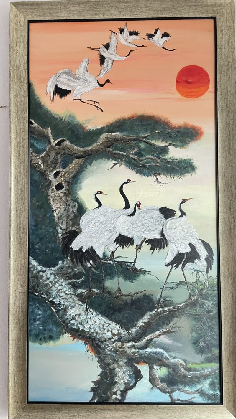 Japanese crane - 八只松鶴朝陽 - Image 3